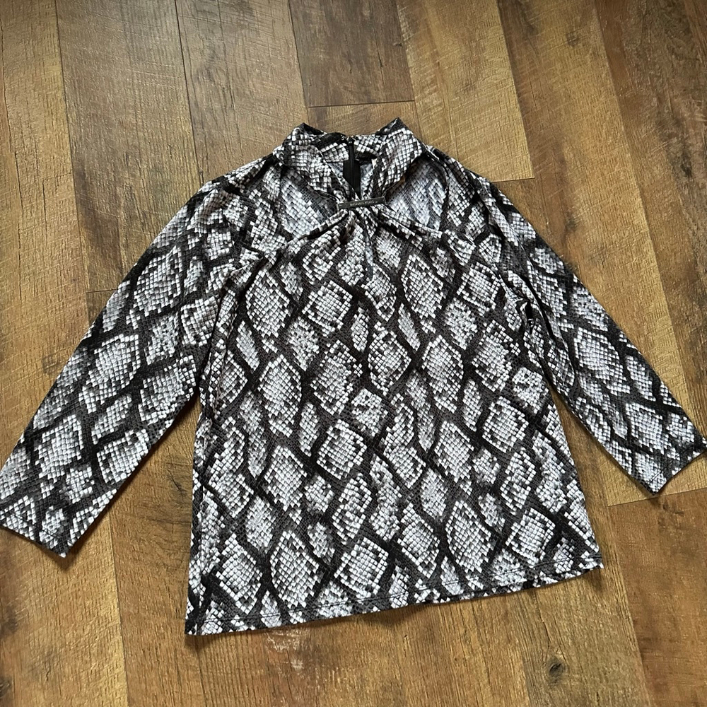 Women's Michael Kors Black & White Snake Print Blouse L